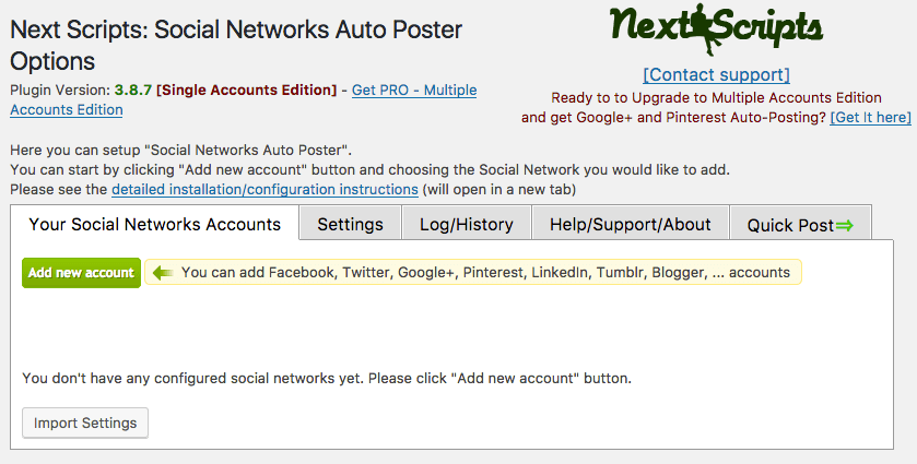 Social Networks Auto-Poster設定方法